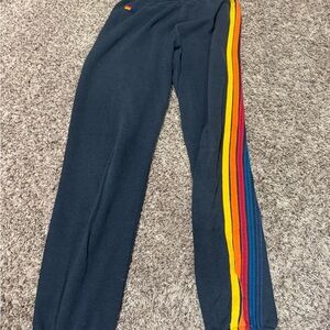 Aviator Nation Charcoal Sweatpants with Colorful Stripes